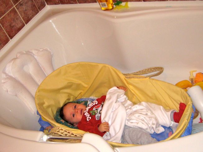 baby in a bathtub